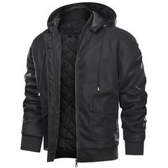 Darryl - Hooded Leather Jacket — Black
