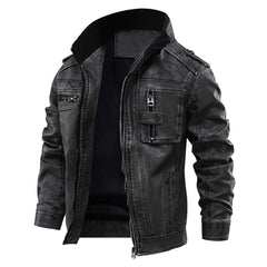 Mathias - Washed Leather Biker Jacket