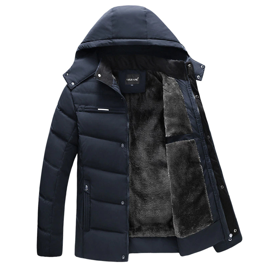 Francis - Fleece Lined Hooded Puffer — Dark blue