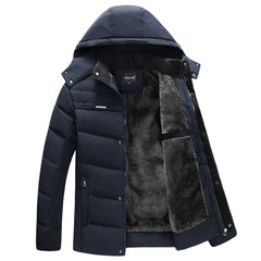 Francis - Fleece Lined Hooded Puffer — Dark blue