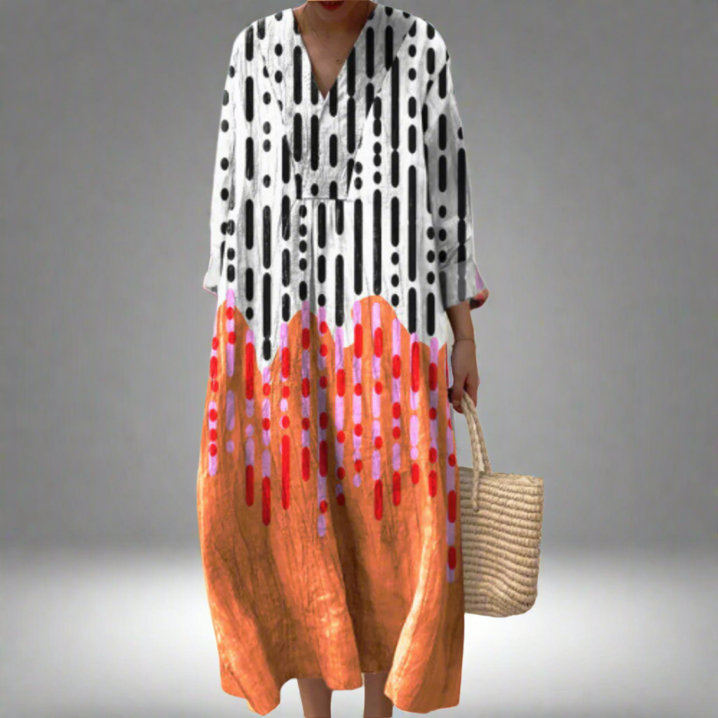 Jacqueline - Stripe and Ombre Shirt Dress — Orange