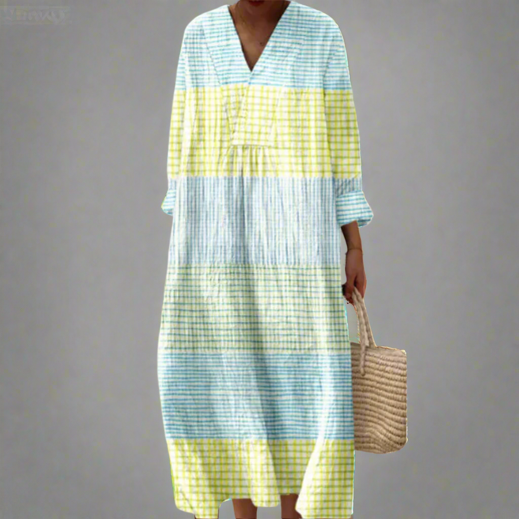 Kimberley - Pastel Stripe Maxi Dress — Light Blue
