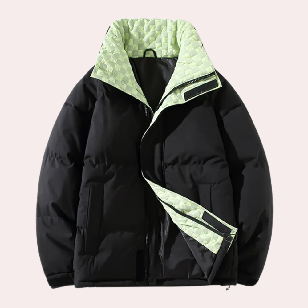 Weston - Puffer Jacket with Printed Lining — Black