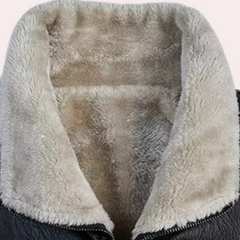 Mitchell - Leather Coat with Sherpa Collar