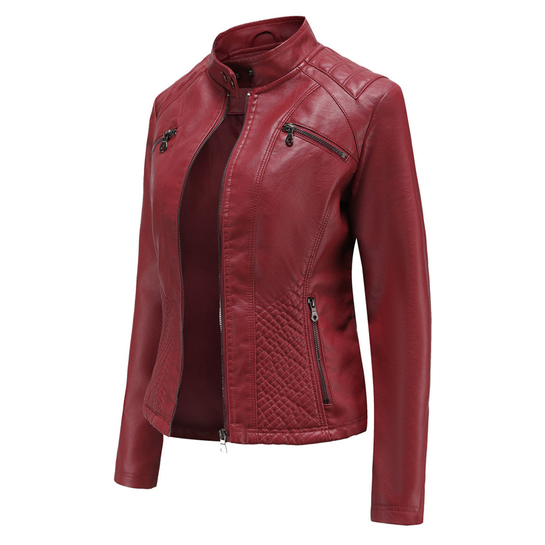Natalie - Faux Leather Biker Jacket
