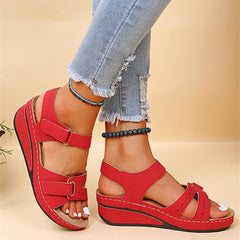 Coralie - Platform Sport Sandals — Red