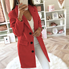 Eartha - Long Tailored Coat — Red