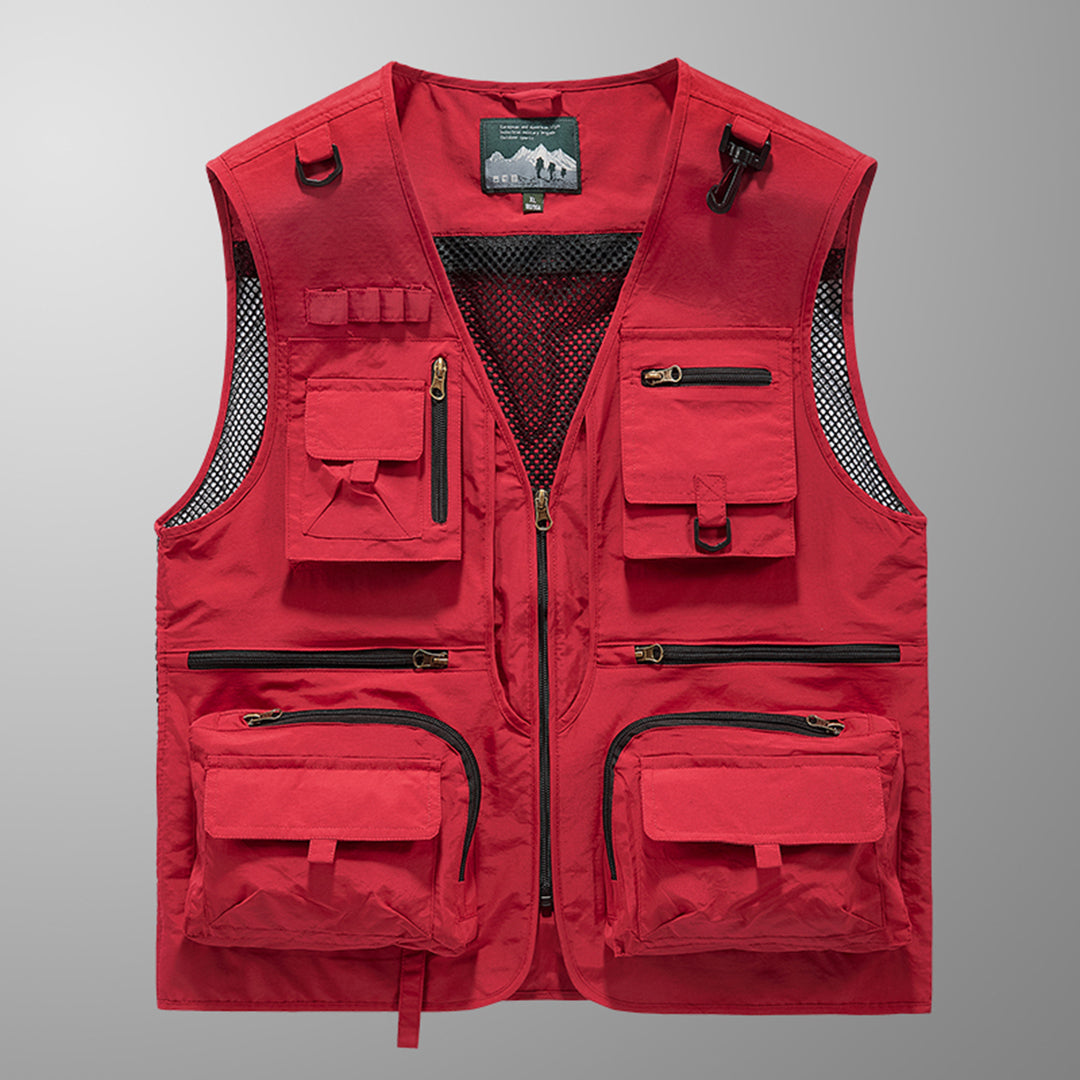 Tristan - Multi Pocket Utility Vest — Red