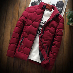 Fernanda - Quilted Stand Collar Puffer — Red
