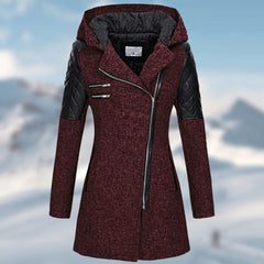 Giselle - Quilted Panel Hooded Coat — Red
