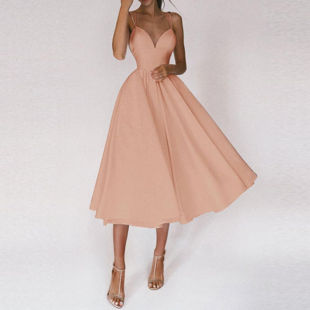 Constance - Satin Midi with Full Skirt — Apricot