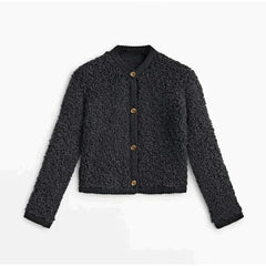 Sienna - Teddy Button Cardigan — Black