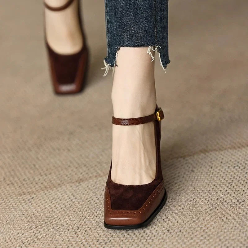 Agnes - Flared Heel Mary Jane Shoes