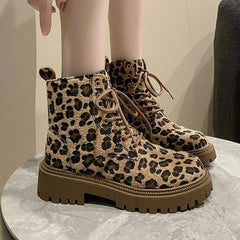 Yvonne - Leopard Lace up Boots