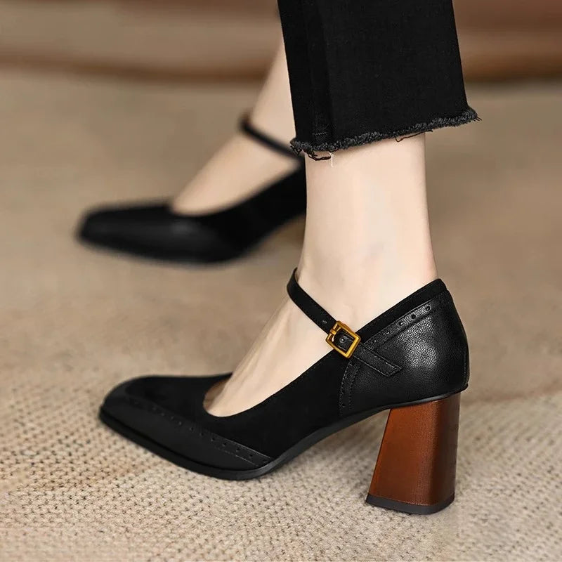 Agnes - Flared Heel Mary Jane Shoes
