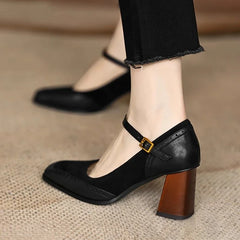 Agnes - Flared Heel Mary Jane Shoes