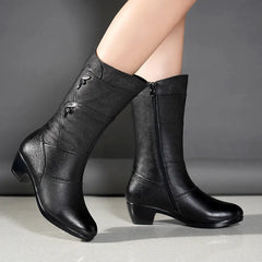 Beryl - Leather Mid Calf Boots