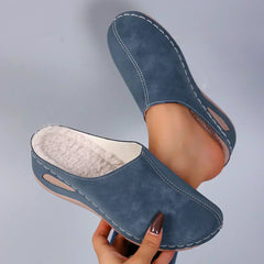Prudence - Suede Mule Slippers — Blue