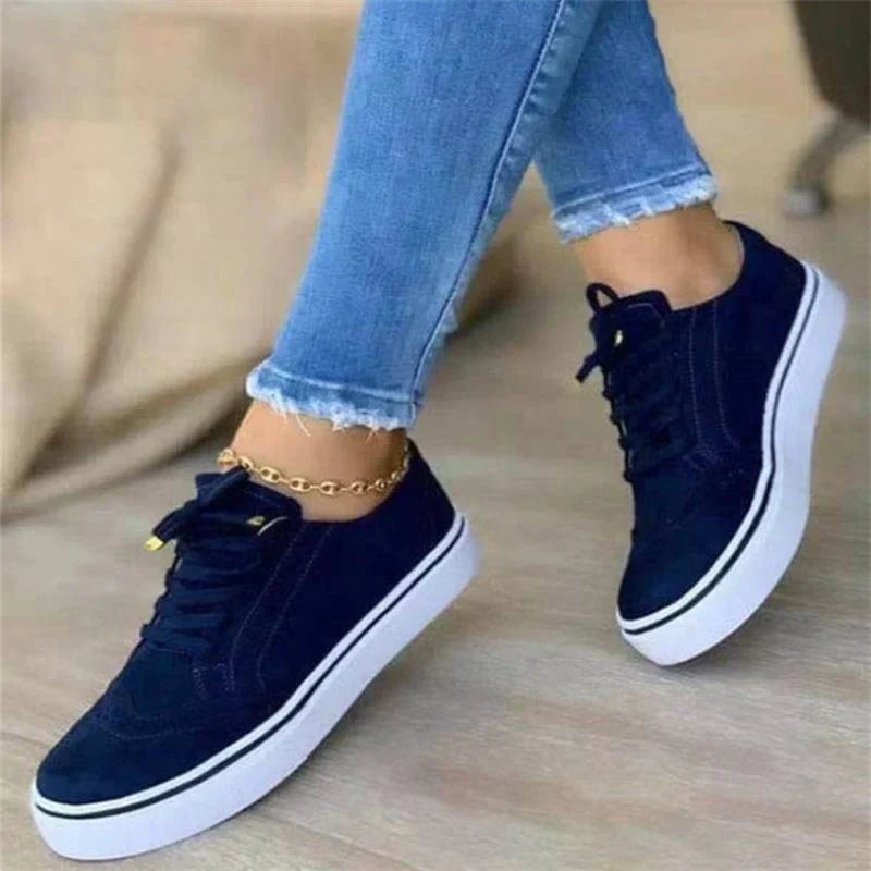 Catherine - Brogue Lace up Trainers — Blue