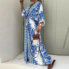 Fern - Porcelain Print Kaftan Dress
