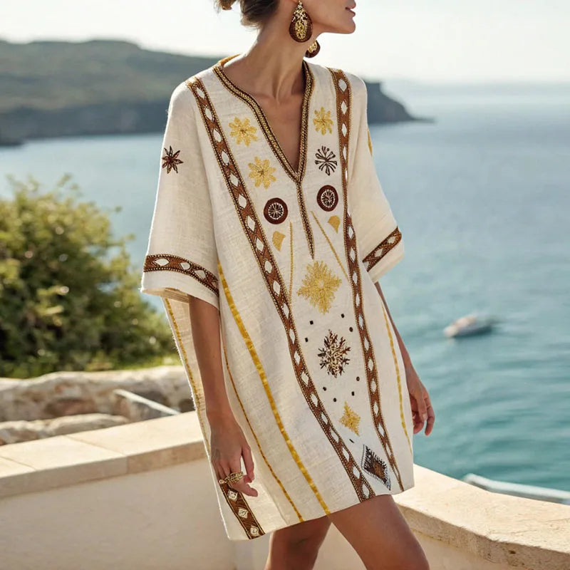 Rubina - Sunflower Motif Kaftan