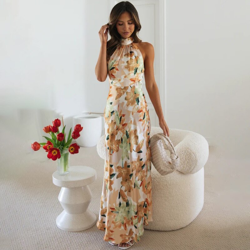 Maryanne - Floral Halter Maxi Dress