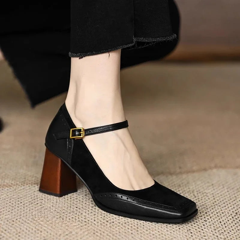 Agnes - Flared Heel Mary Jane Shoes