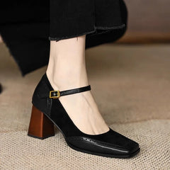 Agnes - Flared Heel Mary Jane Shoes