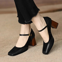 Agnes - Flared Heel Mary Jane Shoes