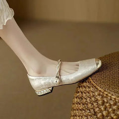 Frieda - Velvet Pearl Strap Flats
