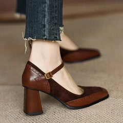 Agnes - Flared Heel Mary Jane Shoes