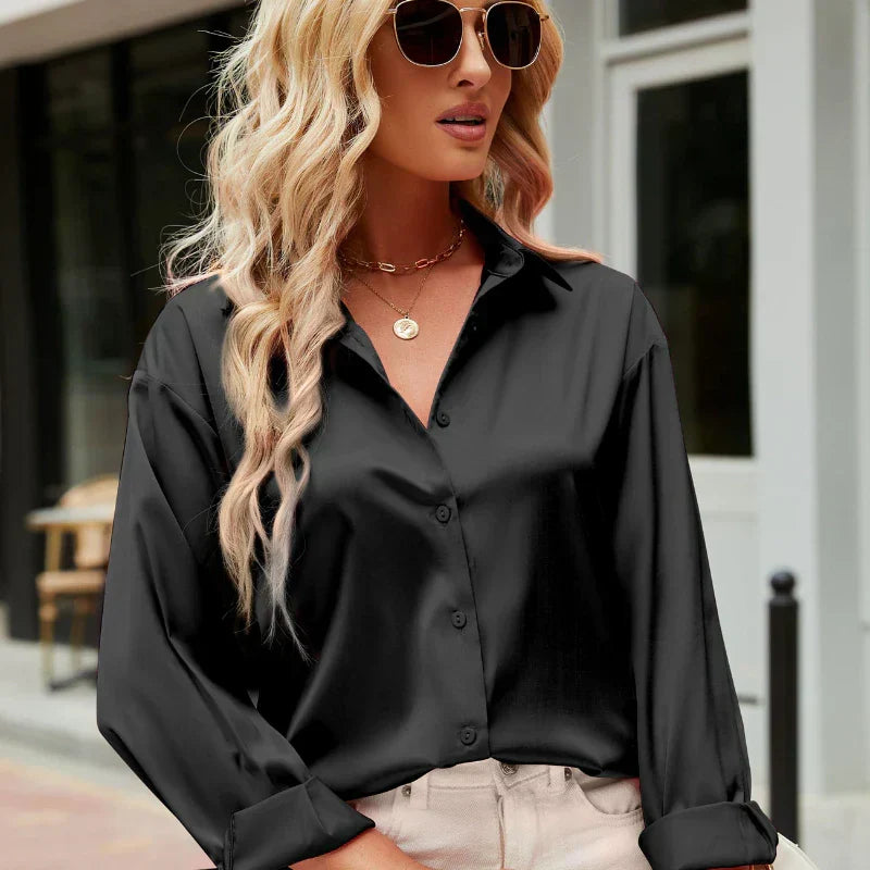 Christina - Satin Button Down Shirt