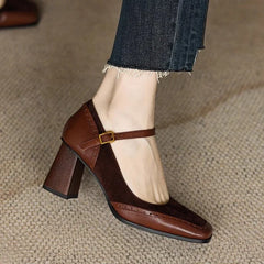 Agnes - Flared Heel Mary Jane Shoes
