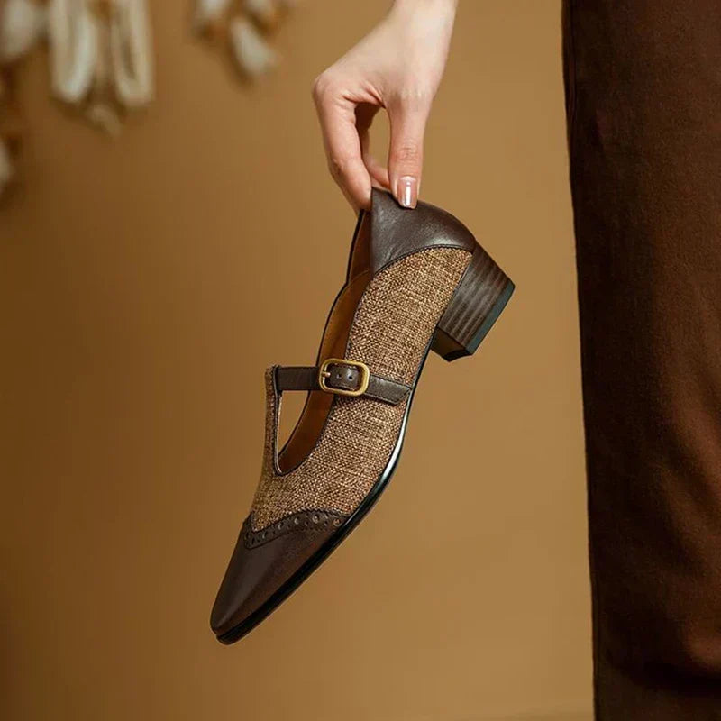 Ottoline - Two Tone Buckle T-Bar Shoes