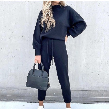 Gwendolyn - Turtleneck and Joggers Set — Blue