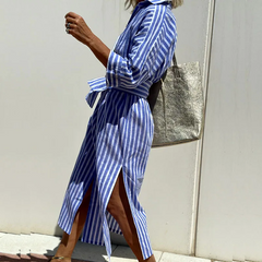 Dominique - Striped Long Shirt Dress