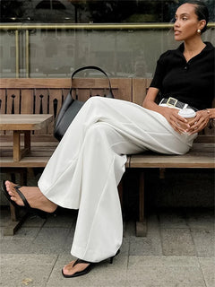 Olivia - White Wide Leg Trousers