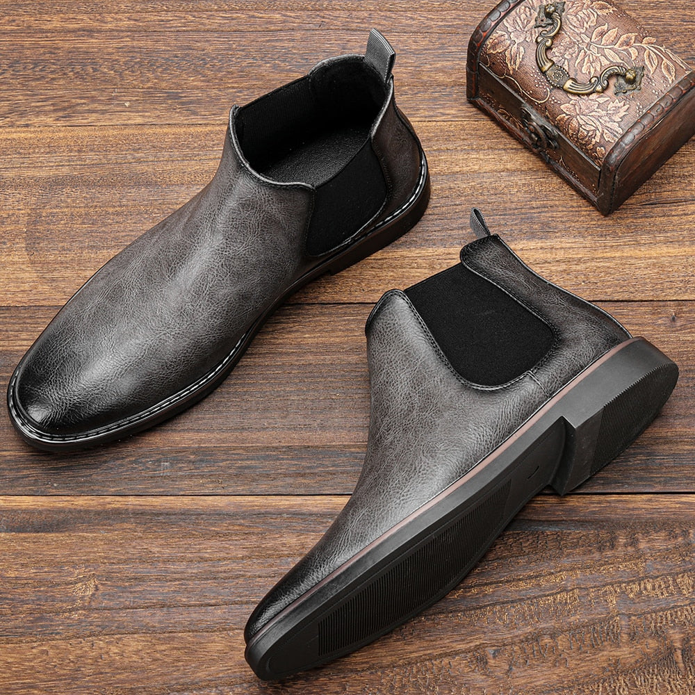 Serena - Leather Chelsea Boots — Grey