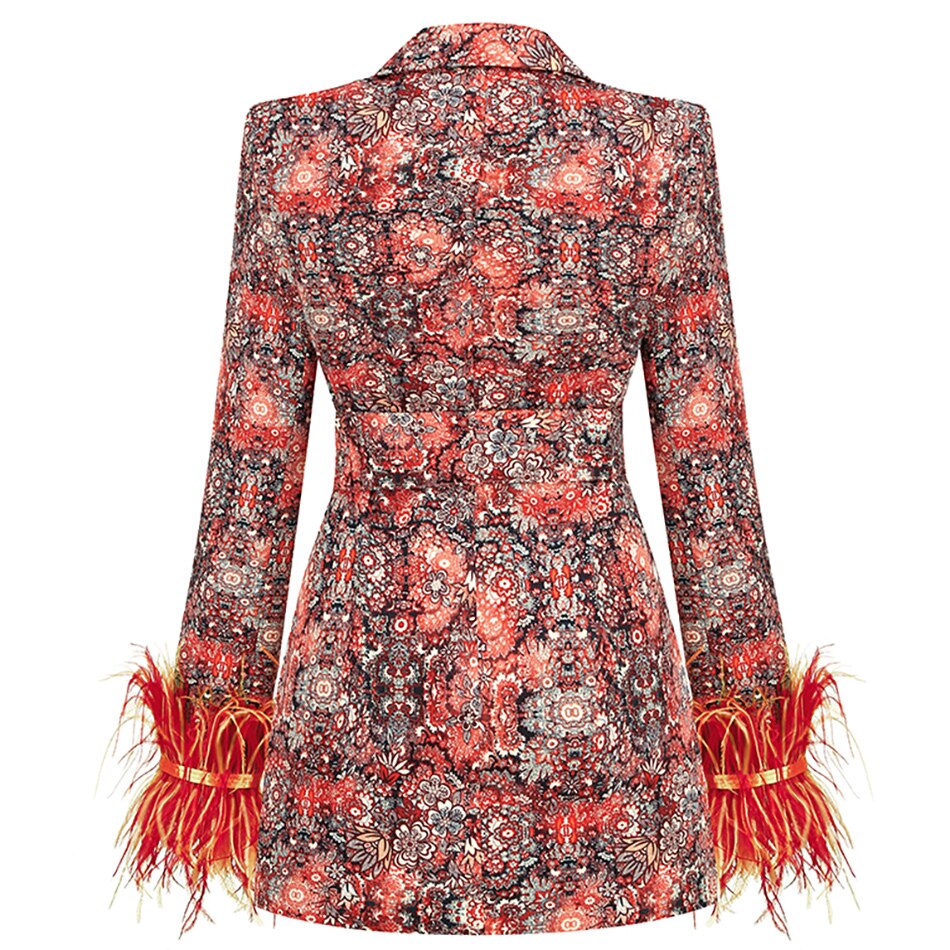 Whitney - Tweed Blazer Dress with Feathers