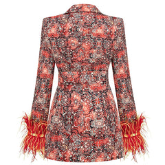 Whitney - Tweed Blazer Dress with Feathers