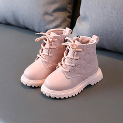 Lorraine - Kids Quilted Lace up Boots — Pink