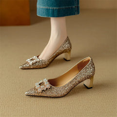 Theresa - Glitter Crystal Bow Pumps