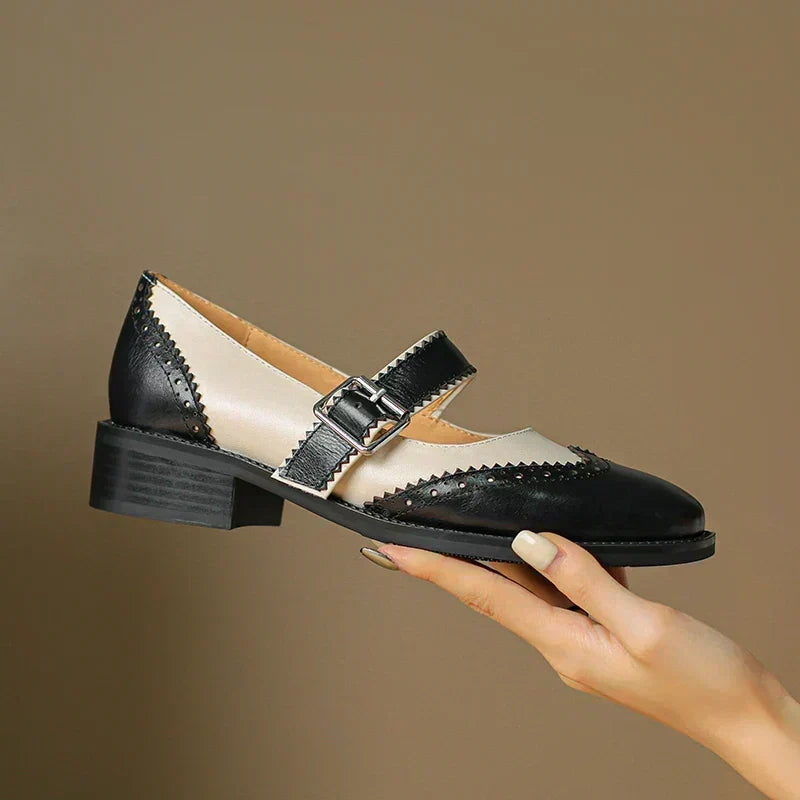 Paula - Double Strap Brogue Shoes