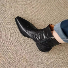 Delilah - Leather Boots with Turn Cuff