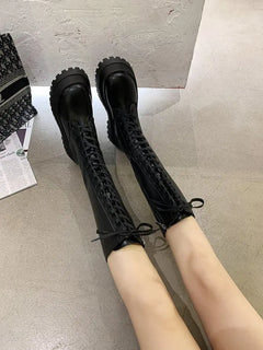 Estelle - Lace up Tall Combat Boots