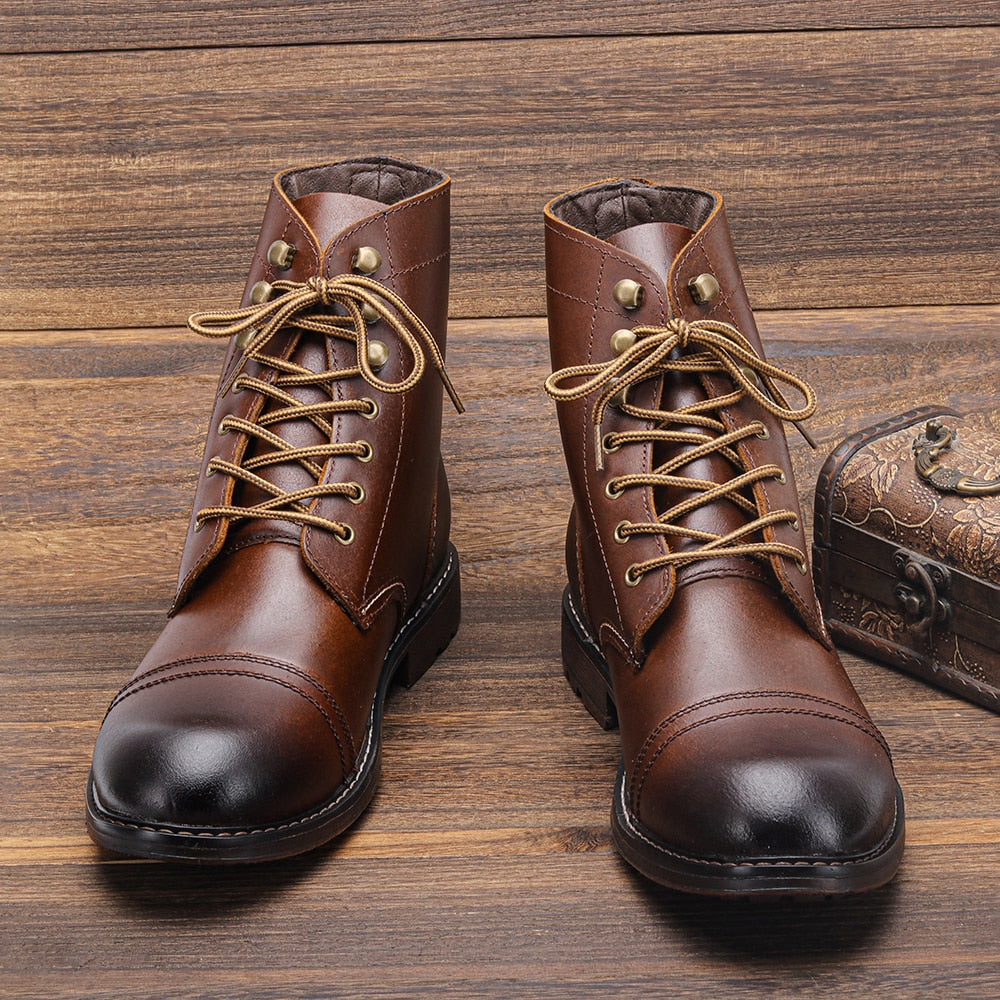 Magnolia - Leather Lace up Ankle Boots — Brown