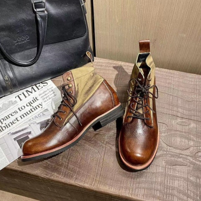 Harriet - Two Tone Leather Boots