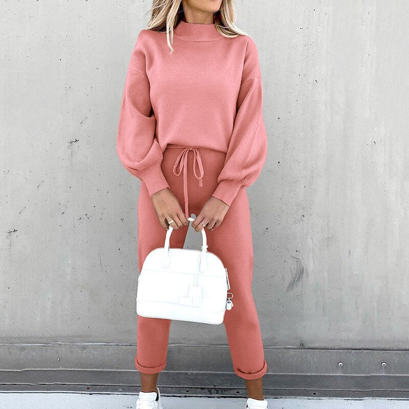 Gwendolyn - Turtleneck and Joggers Set — Pink