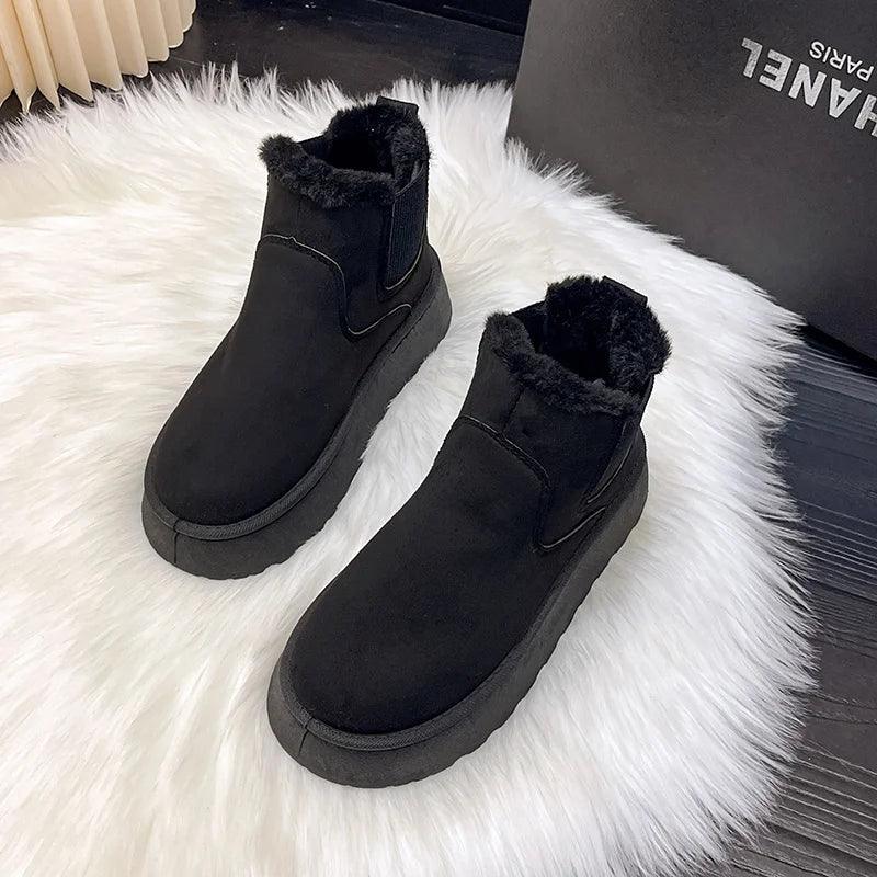 Penelope - Fleece Lined Chelsea Boots — Black