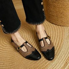 Ottoline - Two Tone Buckle T-Bar Shoes